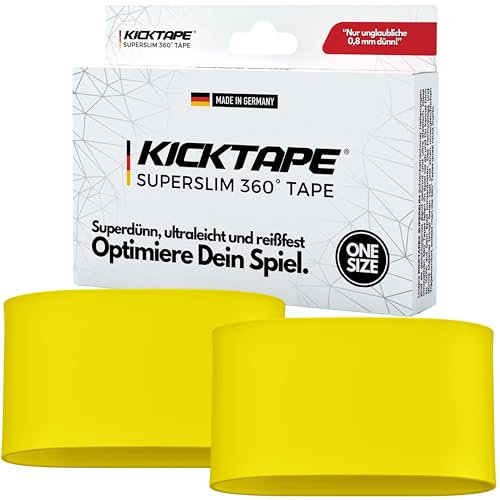 KICKTAPE® Super Slim Schienbeinschonerhalter - Reißfest aus schonendem Silikon für Schienbeinschoner Fußball Herren, Damen & Kinder, rutschfest & abwaschbar, Football, shin Guard Holder (Gelb)