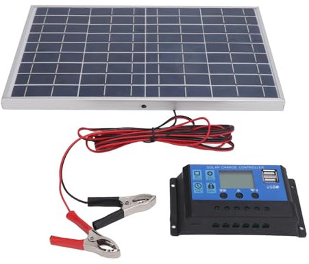 Panneau Solaire Portable 10W 12V avec Contrôleur, Combo de Contrôleur de Panneau Solaire Polycristallin, pour les Activités Extérieures de Camping, IP65