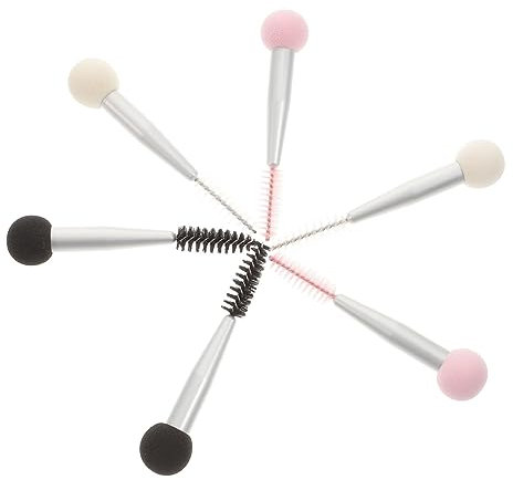 HONITANO 6pièces Pinceaux Maquillage Double Tête Pour Fond De Teint Sourcils Et Mascara Éponge Mousse De Beauté
