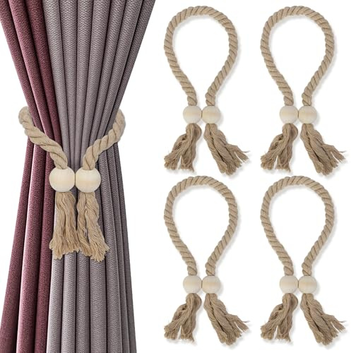 AiQInu 4 Stück Magnetische Vorhang Raffhalter, Vorhang Halter Raffhalter, Gardinenhalter Vorhanghalter Für Haus Dekoration Home Büro