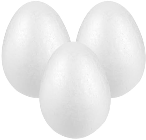DOITOOL 3 Stück Ostereier aus Schaumstoff, 15 x 10,5 cm, weiß, Styropor-Eier für Kinder, DIY-Malerei, Frühlingsferien, Basteln, Party-Dekorationen