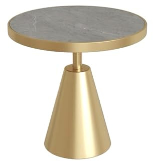 FZL02068LM Beistelltisch Metall-Beistelltisch, rund, Marmor, for Sofa, Ecktisch, Balkon Mehrzweck(Grigio)