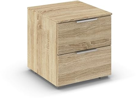Rauch Möbel Alabama, Nachttisch, Farbe Eiche Sonoma, Maße 40x42x42 cm | Nachtkommode, 2 Schubladen, Soft-Close-Funktion, passend für Serie Alabama, für Schlafzimmer, Kinderzimmer, Gästezimmer