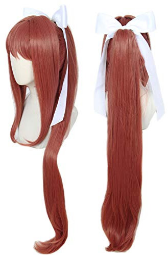 Linfairy Mädchen Perücke Halloween Cosplay Kostüm Perücke für Damen lange Perücke mit weißer Schleife