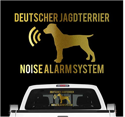 siviwonder Deutscher Jagdterrier Noise Alarmsystem Auto Aufkleber Hund Folie DJT German Farbe Gold Metallic, Größe 10cm