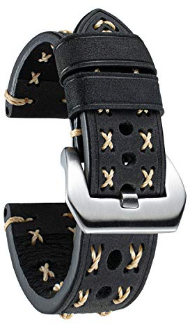BINLUN Lederarmband Uhrenarmband 20mm 22mm 24mm 26mm Uhrenarmbänder für Herren Damen Smartwatch Armband 20mm 22mm 24mm X-Form Uhrband Schnellverschluss Ersatzarmbänder Boho Handgefertigt Watch Armband