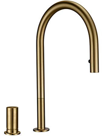 Rubinetto Cucina Con Doccetta Estraibile, Ottone Rubinetto girevole a 360° Miscelatore Monocomando da cucina, Oro Rubinetti per lavelli da cucina Rubinetto del lavandino del bagno,A