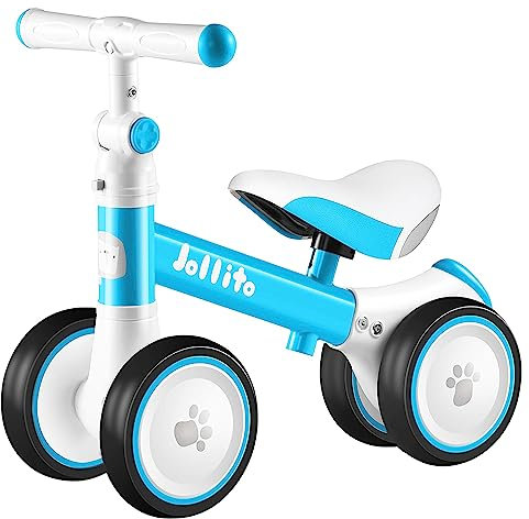 JOLLTIO Kinderlaufrad für 1 Jahr mit 4 leisen Rädern, Kinderwagen-Fahrradspielzeug für 12-24 Monate Baby, Verstellbarer Lenker Baby-Fahrradspielzeug für 1-jährige Jungen-Mädchen