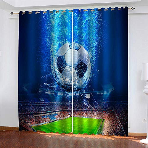 WJYYUD Ösen Gardinen Verdunkelungsvorhang WM Fußball Kinder Vorhang Blickdicht Thermovorhang Wärmeisolierung Gardine für Wohnzimmer Schlafzimmer Kinderzimmer 229 x 234 cm (HxB)