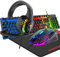 4 en 1 con Cable de 104 Teclas para Teclado de Juegos 3D estéreo para Juegos Combo con retroiluminación RGB Micrófono ergonómico Ajustable de 2400 dpi Ratones Grande Impermeable para PC Mac Gamer