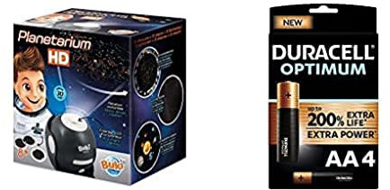 Buki Planétarium HD, 8002 + Duracell - Nouveau Piles alcalines AA Optimum, 1.5 V LR6 MX1500, Paquet de 4
