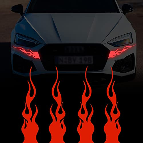 TOMALL 4 Stück 29 cm Reflektierende Aufkleber Auto Vinyl Racing Racing Flamme Streifen Aufkleber Golfwagen ATV Motorrad Fahrrad Skateboard Laptop DIY Dekoration (Rot)