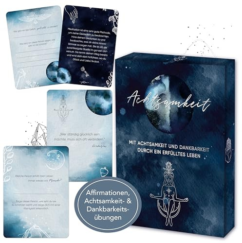 Joli Coon Achtsamkeitskarten, Affirmationskarten, Achtsamkeit Geschenk | für tägliche Achtsamkeitsroutinen, Reflexion und positive Gedanken, Premium-Papeterie