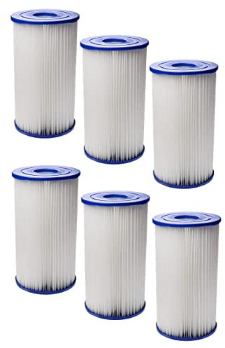 vhbw 6X Cartuccia Filtro Compatibile con Intex B1, Pompa 56622 da 15100 L Piscina, Pompa Filtro - Filtro dell'Acqua Bianco/Blu