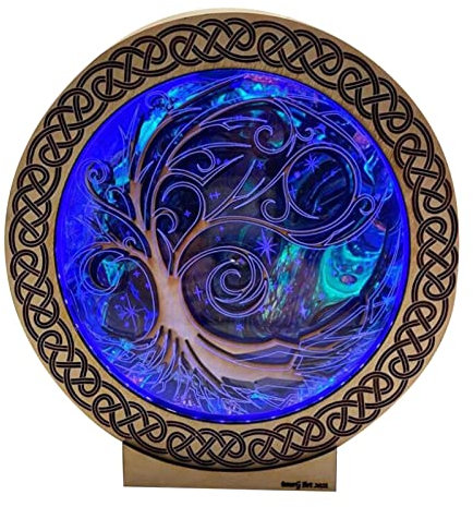 Lampe Arbre De Vie, Cadeau Fête des Mères, Lampe De Bureau Sculpture en Bois Décor Rétro Ornement en Bois, for Décoration De Jardin for La Fête De La Saint-Valentin (Couleur : M1)