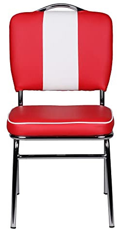 möbelando Esszimmerstuhl American Diner 50er Jahre Retro | Sitzfläche gepolstert mit Rücken-Lehne | Essstuhl Farbe Rot Weiß