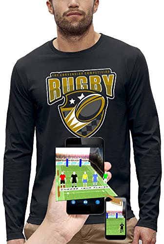 PIXEL EVOLUTION Langarm-T-Shirt, Rugby, Videospiele, Rugby, Transformation, 3D-T-Shirt, für Herren, Schwarz , XXL