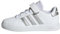 adidas Grand Court Elastic Lace and Top Strap Shoes Chaussures de Tennis, White/Matte Silver/Matte Silver, 38 2/3 EU