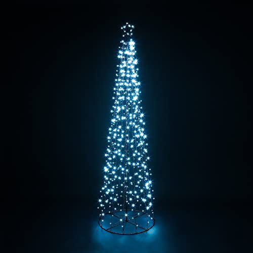 CHRISTMAS CONE TREE DECORATION LED LIGHTS STAR TOPPER XMAS INDOOR & OUTDOOR (6ft, Cool White)
