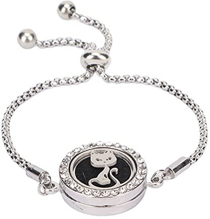 Rushbom Ätherisches Öl Diffusor Armband, Edelstahl Aromatherapie Medaillon Armbänder Verstellbares Armband Schmuck Geschenk Mädchen Frauen
