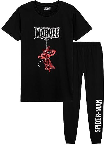 Marvel Pigiama Bambino - Pigiama Spiderman a Maniche Corte Pigiama Bambino Estivo 4-14 Anni Gadget Ufficiale Pigiama Ragazzo Cotone Leggero Gadget Originale (Nero,7-8 Anni)