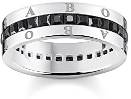 THOMAS SABO Damen Bandring Schwarze Steine pavé Silber 925 Sterlingsilber, Geschwärzt TR2361-643-11