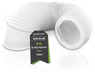 DEKAROX 3m PVC Abluftschlauch Schlauch Ø100/102mm flexibel für 100er Klimaanlage Wäschetrockner Ablufttrockner Dunstabzugshaube