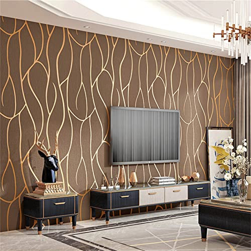 SAIMEYI Vliestapete Skandinavische Geometrische Muster Linien Moderne Minimalistische Mode Tapete. TV-Tapete Für Das Wohnzimmer Tapete Für Das Kinderzimmer (Braun-3366-5)