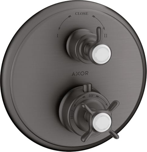 hansgrohe AXOR Montreux Thermostat Unterputz mit Absperrventil oder Umstellventil, 16820340, Farbe: Brushed Black Chrome