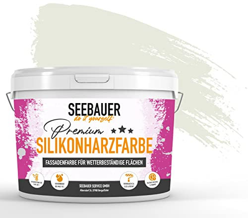 SEEBAUER diy Silikonharz-Fassadenfarbe Grün 300ML für Außen (No. 771 Ocean Grass) Selbstreinigende Fassadenfarbe mit Lotuseffekt - Geeignet für Putz, Mauerwerk und Beton
