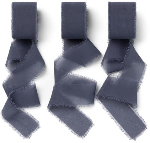 AOKSUNOVA 2,5cm Schleifenband Dunkelblau Chiffonband blau Geschenkband Chiffon Stoffband