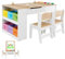 LIFEZEAL 3 in 1 Kindersitzgruppe Holz, Kindertisch mit 2 Stühlen, Kinder Tafel & Basteltisch & Lerntisch, Kindermöbel Kinderzimmer Set, Innen mit Papierrolle & Stauraum, ab 3 Jahren (Natur)