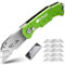 BIBURY Taglierino Professionale, Cutter Professionale in Acciaio Inox con 10 Lame di Ricmabio, con Maniglia Antiscivolo - Turchese