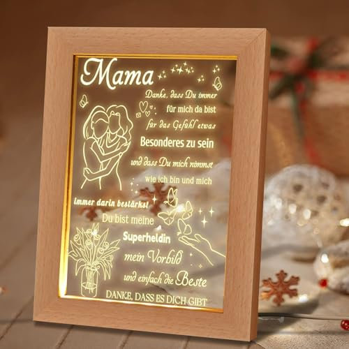 HSDSH Acryl LED Lampe Nachtlicht Mama Geschenk,Geschenke für Mama von Tochter Sohn,Beste Mama Geschenk,Mutter Geschenk,Geburtstagsgeschenk für Mama,Muttertagsgeschenke für Mutter,Großmutter,Frauen