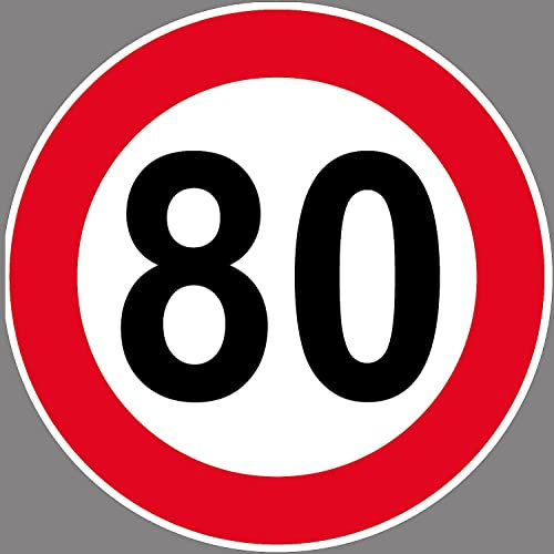 WildeBabsKLBT 20cm 2Stück Hochwertige Schild Aufkleber-Folie Sticker Decal LKW Bus LZ 80-kmh Verkehrsschild StVZO §58.SVG 20mm DIN-1451 Zulässige Höchstgeschwindigkeit km/h VZ 274-80 S022