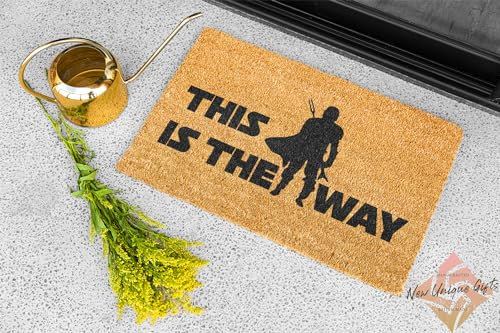 This Is The Way Mandalorian Star Wars YodaCoir Doormat 70x40cm Hand Made In The UK Eco Friendly Dirt Trapper