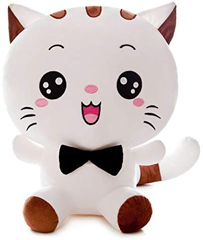 IhLux Katzenpuppe Plüschtiere Süße Weiße Katze 23cm Cartoon-Wurfskissen Stofftier Katzen Spielzeug Plüschkatze Tier-Wurfskissen Tier-Puppe Plüschtiere Geburtstags Geschenk für Kinder