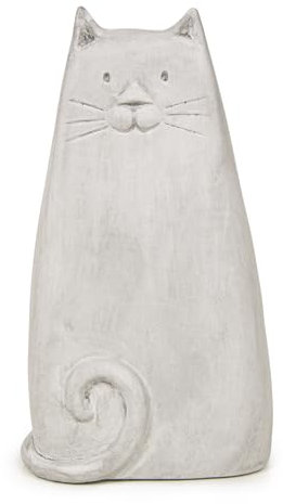 Logbuch-Verlag Große Katze 30 cm Deko Figur Garten aus Keramik grau Beton-Optik Dekokatze Geschenk Geburtstag für Katzenliebhaber