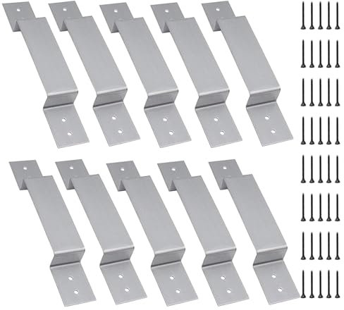 Fence Post Security Brackets, Galvanised Steel Panel Brackets, Heavy Duty Fence Post Repair Kit, Fence Post Holder, Fence Post Stabilizer, Suitable for Concrete Or Wooden Posts (10 Pack)