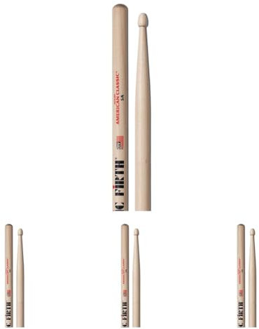Vic Firth PVF 5A Baguette pour Batterie American Classic Hickory Olive Bois 5A (Lot de 4)
