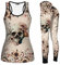 Unique Print Damen Yoga Set, Casual Workout Activewear für Frauen 2 Stück Tank Top Leggings Set für Mädchen, Totenkopf Blume, XXL