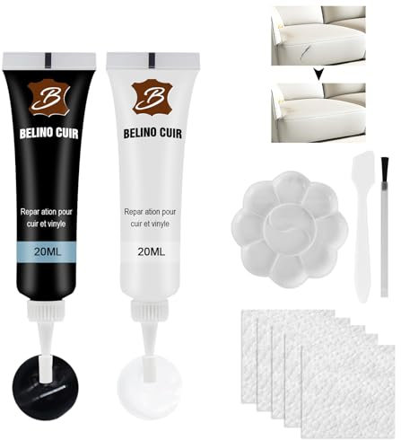 HASAIKA® Lederreparatur Creme, Kunstleder Reparaturset, Leder Restaurator,Reparatur Set für Autositze,Sofas, Lederjacke,Schuhe,Gürtel Kratzer,Löcher, (Schwarz+Weiß)