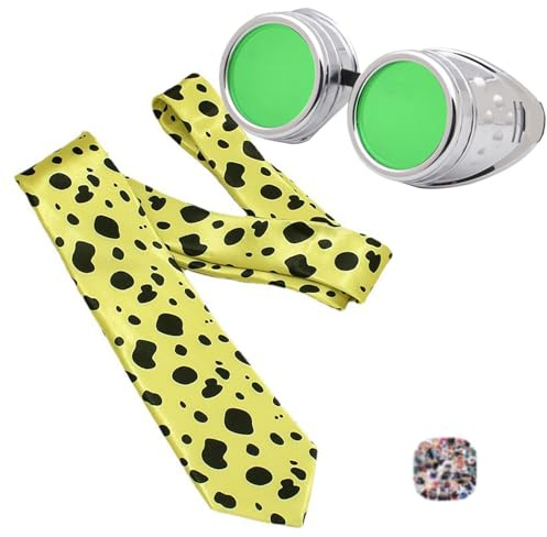 Nanami Retro Steampunk Brille Anime Cosplay Kento Krawatte für Halloween Kostüm Accessoire mit Aufklebern 12 Stück