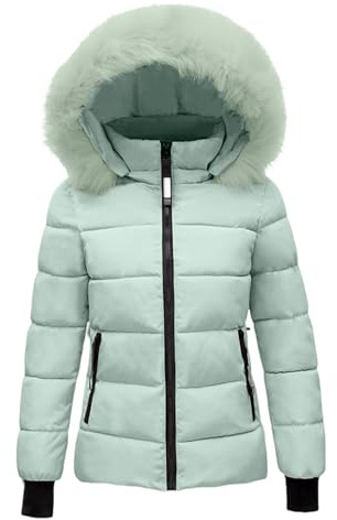 Cocila Cappotto invernale caldo con cappuccio da donna, trapuntato, spesso, imbottito, giacca invernale in cotone con cappuccio, in vita, in peluche, cappotto esterno, per sci e snowboard