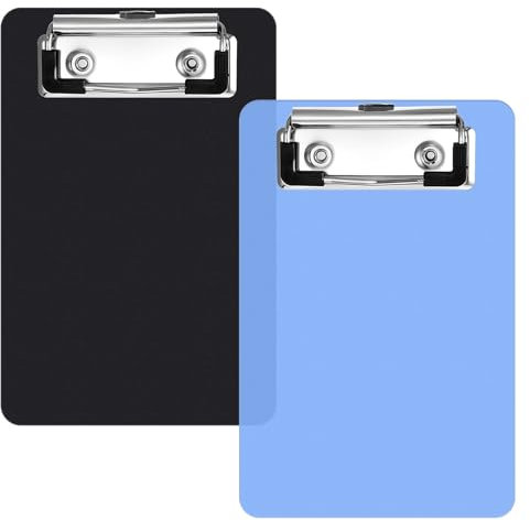 2 Stück Klemmbrett A6, Mini-Klemmbretter Kleine Klemmbretter Kunststoff-Klemmbrett Blaues Und Schwarzes Klemmbrett Taschenklemmbrett Für Notizblöcke, Restaurants, Memo-Größe, Quittungstaschenlisten