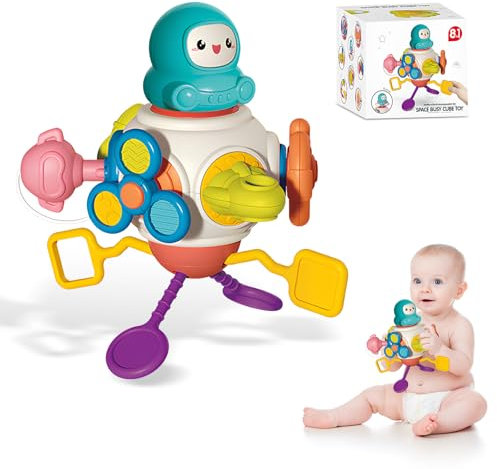 Dewocke Montessori Spielzeuge Für Kleinkinder, 8-in-1 Busy Sensory Activity Cube, Feinmotorische Aktivitäten, Sinnes & Motorik Entwicklung, Reisegeeignet, Geschenk Für Babys Ab 18 Monaten.
