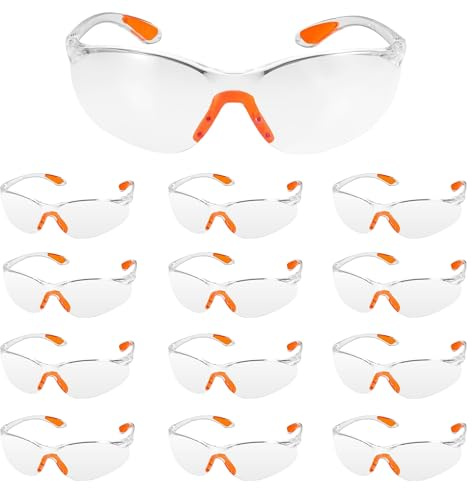 Goggles Safety Glasses for Work 12PCS Clear Safety Glasses, Eye Protection-Glasses, Lab Goggles Safetys Eyeglasses OverGlassess Eyewear Safetys OcularGoggles for Work Construction Laboratory Chemistry
