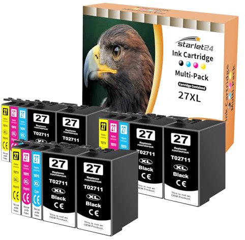 Starlet24 15x 27XL Druckerpatronen Kompatibel für Epson 27 XL Multipack für Workforce WF-3620DWF WF-3640DTWF WF-7110DTW WF-7210DTW WF-7610DW WF-7620DTWF WF-7710DWF WF-7720DTWF WF-7715DWF
