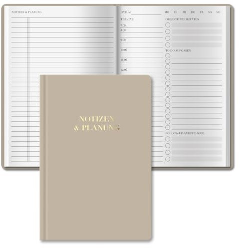 BIROYAL Tagesplaner Undatiert A5 - Daily Planner - To Do Planer mit Terminplan, Notizen & Planung - 7 Uhr bis 22 Uhr - To Do Listen Buch - Tagesübersichten HardCover - Terminplaner Für Büro