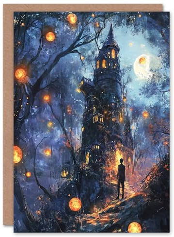 Artery8 Greeting Card Man By Witch House Dark Forest Fantasy Art Blank For Him Or Her Art Birthday Card